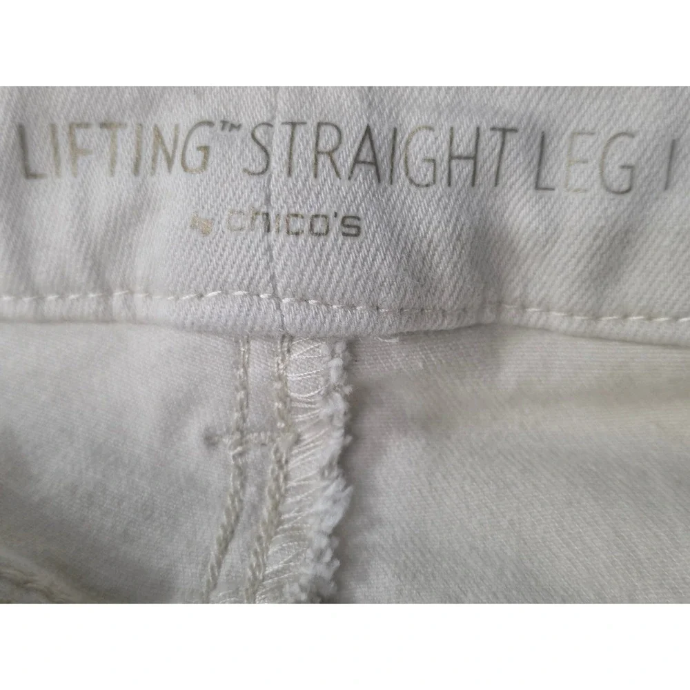 Chicos So Lifting Straight Leg Jeans Womens 0.5 Regular Off White Stretch Pants